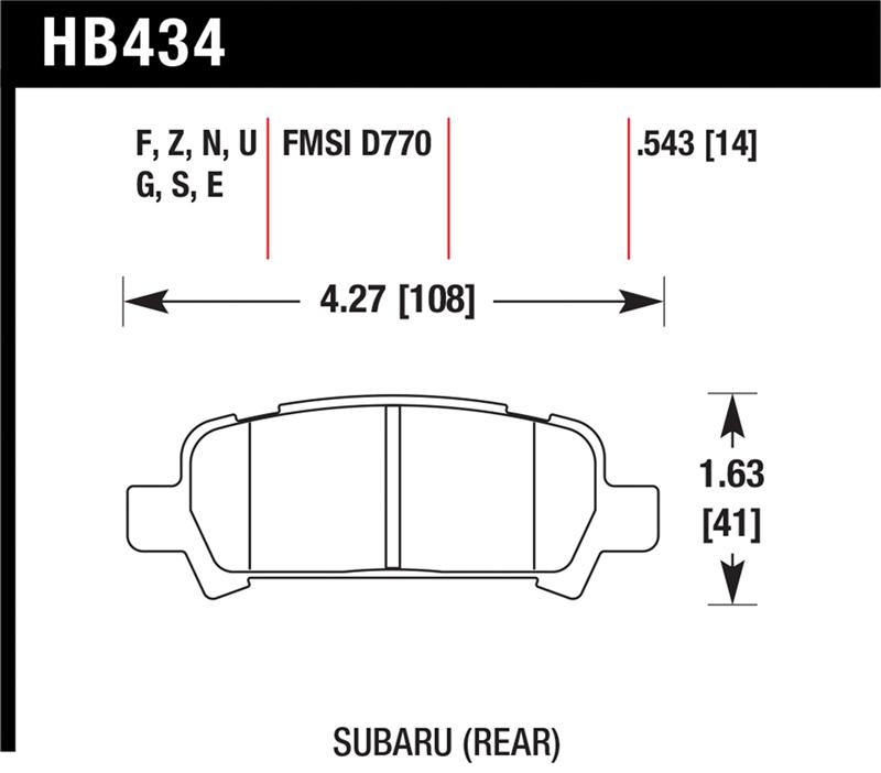 Subaru WRX Brake Pads - Rear - Hawk Performance - HPS - `02-`03